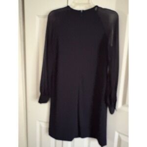 Calvin‎ Klein Size 6 Black Dress with Sheer Sleeves